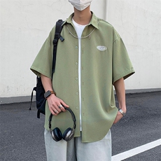 T201-P36夏季潮流衬衫休闲慵懒潮牌帅气五分袖，男装T恤，星座1501-1