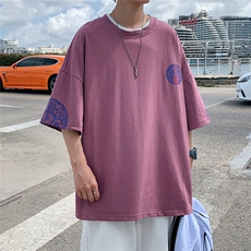 1图案已注册港风青花瓷情侣大码M-5XL风短袖T恤DT7606P35控48，男装T恤，星座226-2