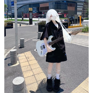 抖音得物高品质 夏季冰丝休闲衬衫 美式垂感宽松衬衫短袖ADT2102图片