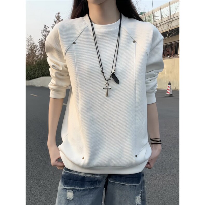 【现货五千件】肌理感设计稿银狐绒加绒圆领卫衣特P3878,男装卫衣,星座808B