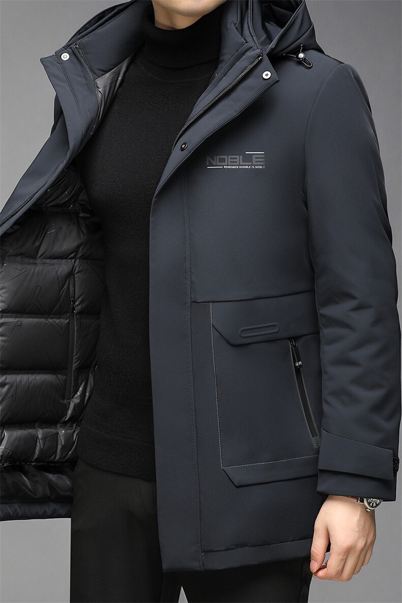 灰鸭绒羽绒服男款2023冬季中年装加厚保暖外套上衣HPN2150-P330，男装羽绒服，电商B212（原钱塘6029）
