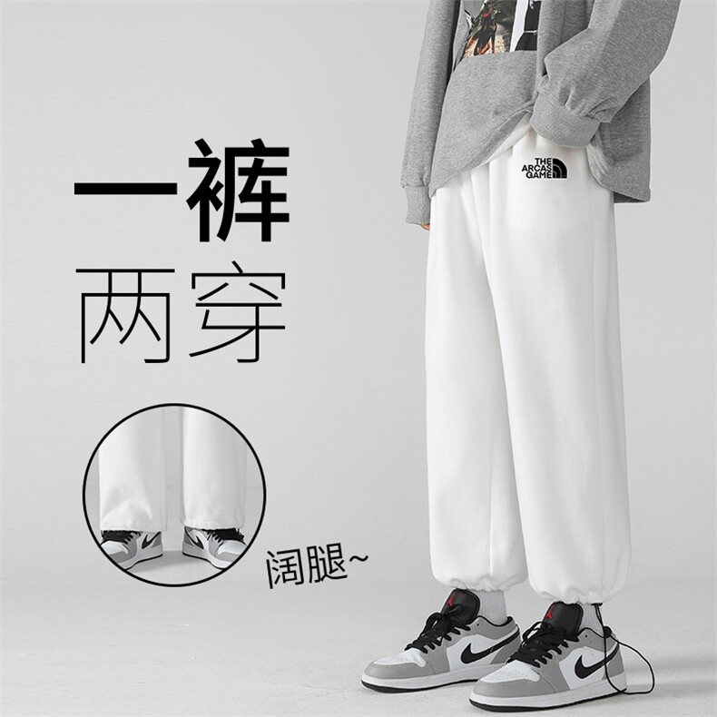 K13232-P35加绒-P45可束脚加厚加绒运动裤男大码宽松直筒卫裤男,男装休闲裤,电商A040