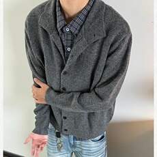 纯色潮牌复古慵懒风开衫毛衣男女秋季宽松情侣百搭针织衫外套，男装针织衫/毛衣，星座1210-1
