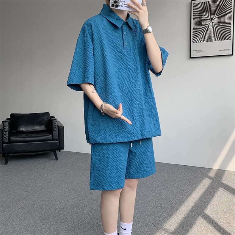 8XL-M日系工装短袖衬衫男夏季POLO衫t恤休闲运动套装TZ38004特P55,男装Polo衫,电商B312
