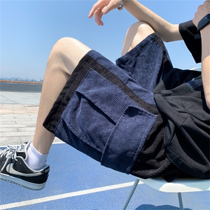 2023新款韩版宽松撞色阔腿裤子夏季百搭休闲五分中裤K3418-P32,黄景瑜穿搭男夏季衬衫图片