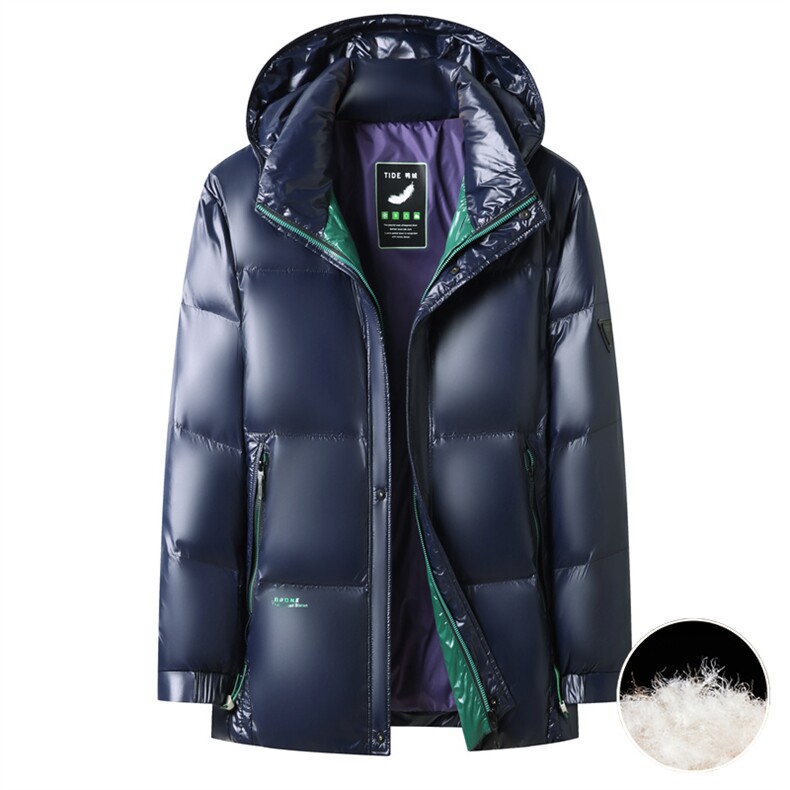 新标90绒防水黑金羽绒服外套男士秋冬时尚休闲拆卸帽羽绒服大衣,男装羽绒服,钱塘723