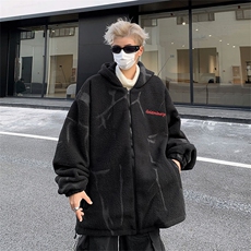 F12-P78冬季加厚保暖羊羔绒棉服美式潮牌宽松连帽棉袄外套男士，男装棉衣，星座512-6