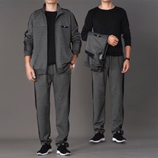 主推秋季新款中老年套装男装休闲运动爸爸装三件套TZ283，男装套装，星座1217-2