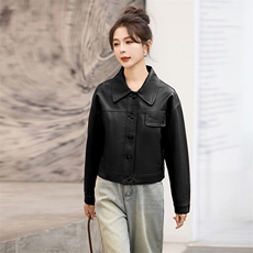 高端皮衣外套女短款2025年春秋新款洋气时尚显瘦休闲PU皮夹克上衣，女装皮衣，臻衣坊
