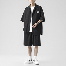 青少年衬衫冰丝套装男夏季运动帅气宽松短袖短裤TZ005-特批-60，男装牛仔裤，星座718-1