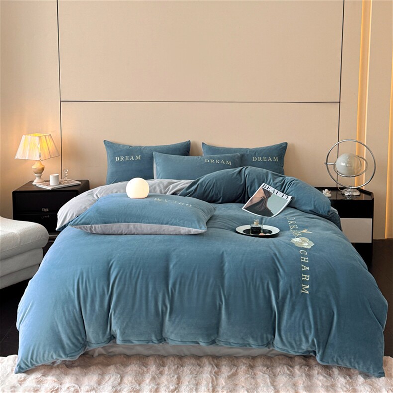 2025新款水晶绒刺绣四件套-初见系列，床品套件，一起卖家纺