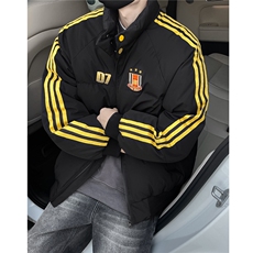 冬装新品港风织带棉服刺绣logo棉衣休闲加厚外套男G1105P118，男装棉衣，电商A339
