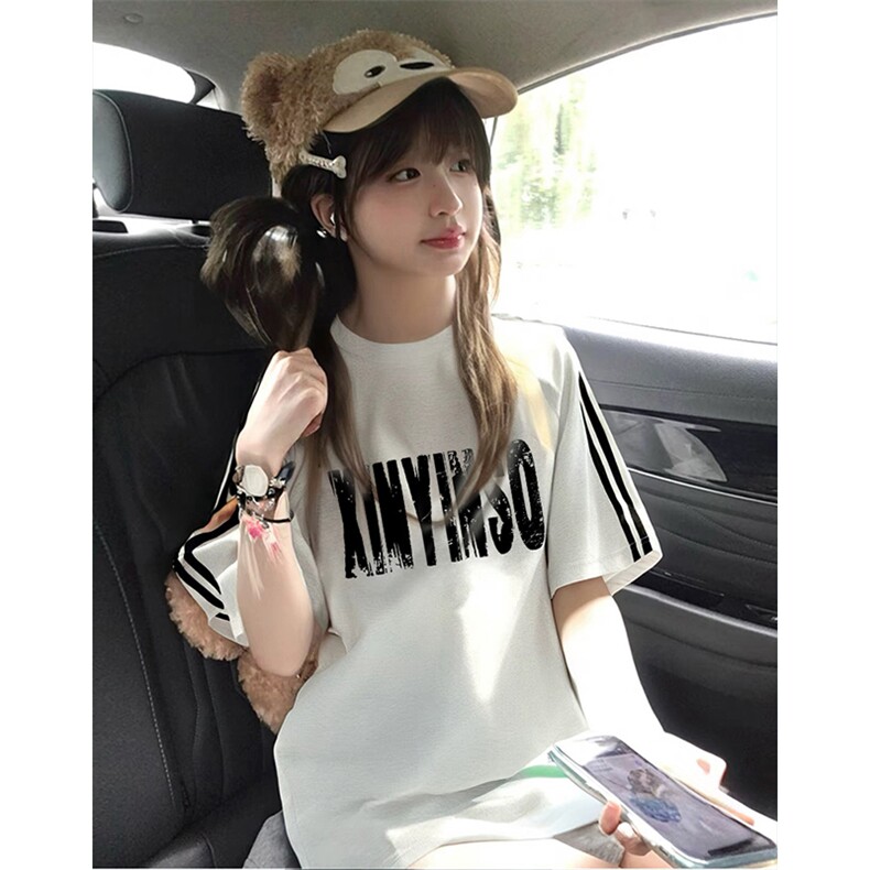 抖音得物高品质二开240克宽松纯棉美式潮牌三条杠织带短袖T恤，男装T恤，电商A486