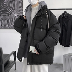 港风假两件衣男连帽服反光加厚袄外套X1213-W969-P120，男装棉衣，星座1213