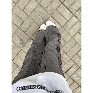 自家图，cleanfit褶皱牛仔裤男秋冬伞兵微喇裤子KZA51-P60图片