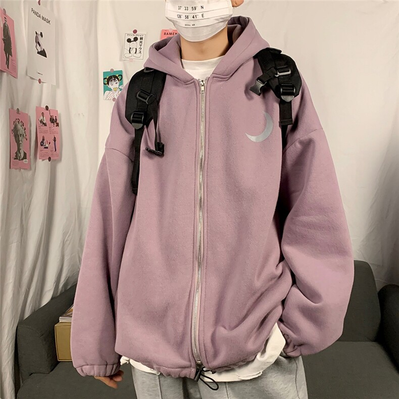 @秋冬新款港风反光印花休闲卫衣开衫外套C37/P60限价78,男装卫衣,电商B350