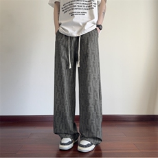 抖音品质夏季新款潮流格子百搭宽松冰丝裤B315-K25661-特P30控58，男装休闲裤，电商B315