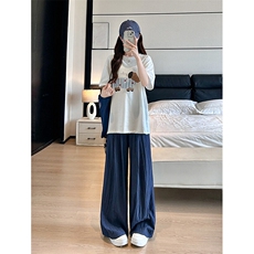 wassuphappy棉麻阔腿裤男春秋夏季2025新款宽松薄款垂感休闲裤子，男装休闲裤，电商D206-1