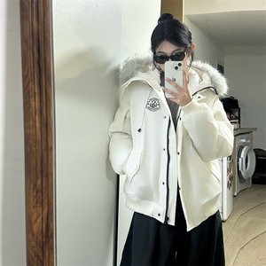 黄子弘凡同款NICEBAD原WORKSOUT连帽毛领派克羽绒棉服复古保暖图片