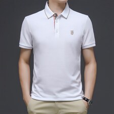 2023夏季新款男士短袖刺绣宽松t恤中青年休闲polo衫翻领体恤男，男装T恤，电商B212（原钱塘6029）