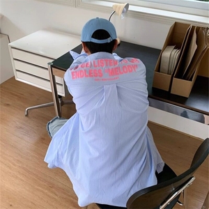 W9489-P40 网图现货 新款高质量字母印花衬衫宽松潮流百搭外套图片