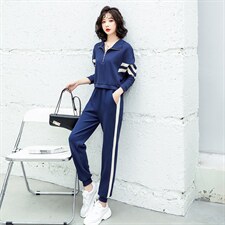 2021年春季时尚气质百搭优雅纯色简约两件套休闲，女装套装/套裙，一安秀