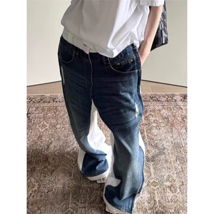 1506-1/KA5511/P54个性字母牛仔裤嘻哈ins潮高街潮流痞帅长裤男女图片