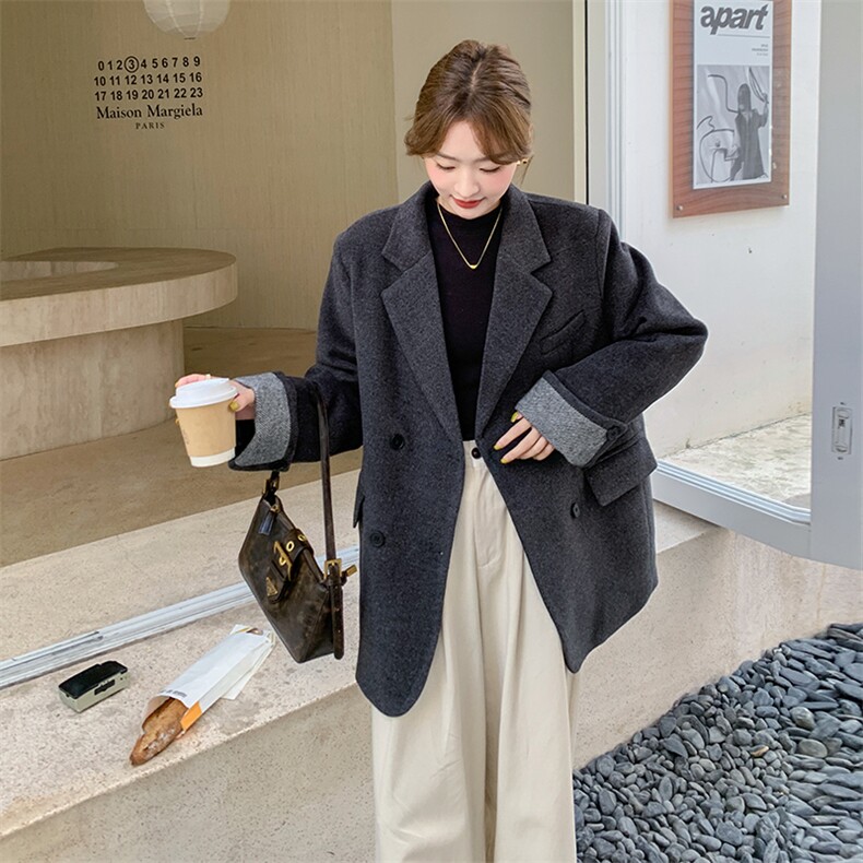 黑色高级感轻熟风90羽绒服女2025冬季新款韩系气质淡人西装外套,女装羽绒服,2C176