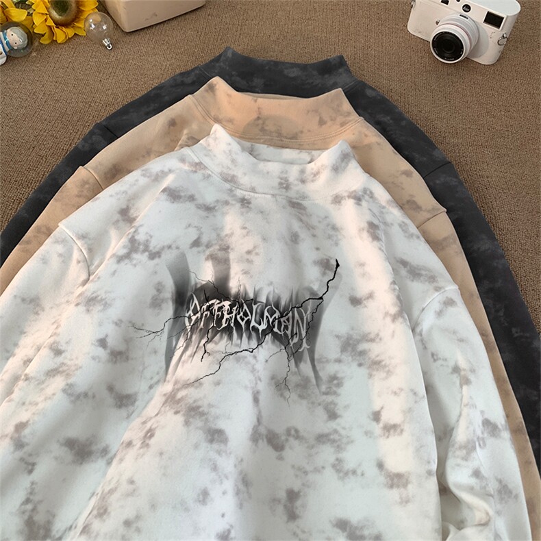 260克重磅扎染德绒半高领打底衫【有货】C403A-DR25507ZR-P25，男装T恤，电商C403A