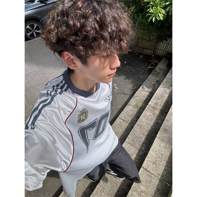 网图有货美式复古球衣风t恤速干网眼透气宽松v领短袖男A683-P33,男装T恤,星座1505