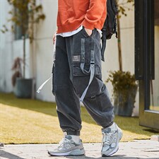 2025秋季日系多口袋工装裤男宽松飘带裤子A438-6179-P6588，男装工装外套，电商A438