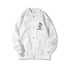 2026春季新款港风白底大码立领棒球服夹克M-5XHJ24186-特P60，男装夹克，电商A022