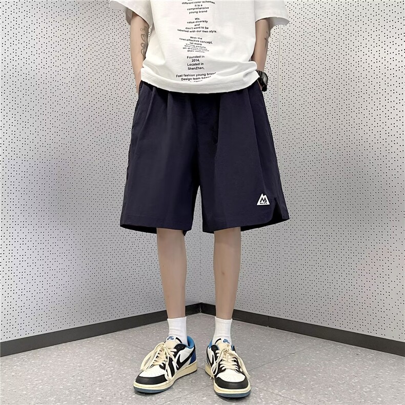 藏青短裤男夏季薄款日系高街裤美式潮牌五分休闲运动裤K4026-P27,男装牛仔裤,星座412