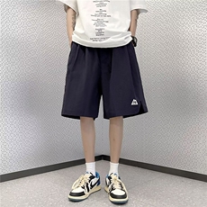 藏青短裤男夏季薄款日系高街裤美式潮牌五分休闲运动裤K4026-P27，男装牛仔裤，星座412