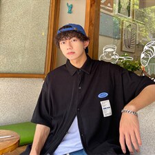 1港风情侣贴布衬衫大码M-5XL网红潮短袖衬衫男DCS7813P45控68，男装T恤，星座226-2