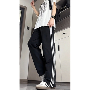 冰丝男裤加长高个子条纹休闲裤男夏季薄款190cm115运动裤KZ061P45图片