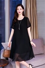 (现货）大码遮肚连衣裙微胖mm洋气减龄韩版加肥加大雪纺裙子200斤，女装连衣裙，深妍伊美