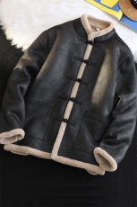 风棉衣皮毛一体夹克男冬新款外套大码复古保暖棉服1203-p158，男装夹克，电商A016