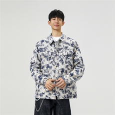 可二开定制扎染雾霾小香风面料大码M-5XL夹克男JK78082P79控128，男装夹克，星座227-7