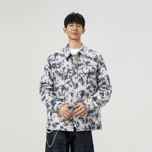 可二开定制扎染雾霾小香风面料大码M-5XL夹克男JK78082P79控128图片