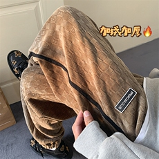 雪尼尔棋盘格加绒cleanfit运动裤男大码束脚裤子K23730J加绒-P70，男装休闲裤，电商A001-1