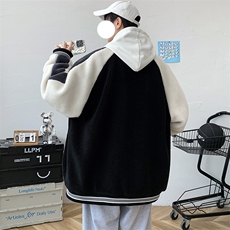 冬款颗粒绒棉衣加绒加厚潮羊羔绒棒球服外套男8108-P120控价158，男装棉衣，电商A441-1