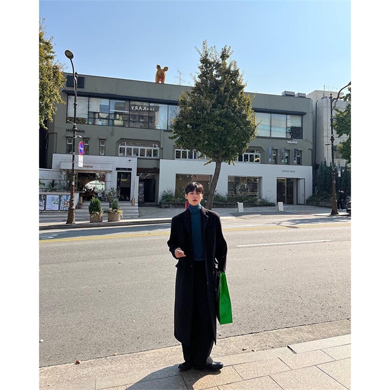 大货高品质~美式cleanfit男士中长款过膝毛呢大衣外套Y986-P125，男装毛呢大衣，星座1004-3