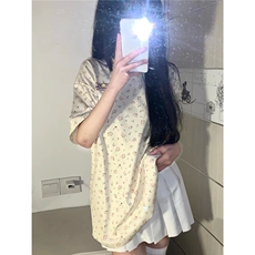 H0503-p30甜美碎花短袖发泡印花t恤女夏，女装T恤，星座617A-2