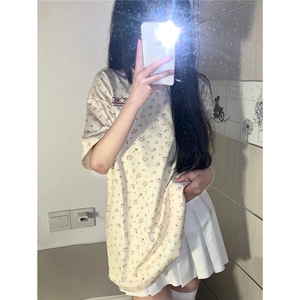 H0503-p30 甜美碎花短袖发泡印花t恤女夏图片