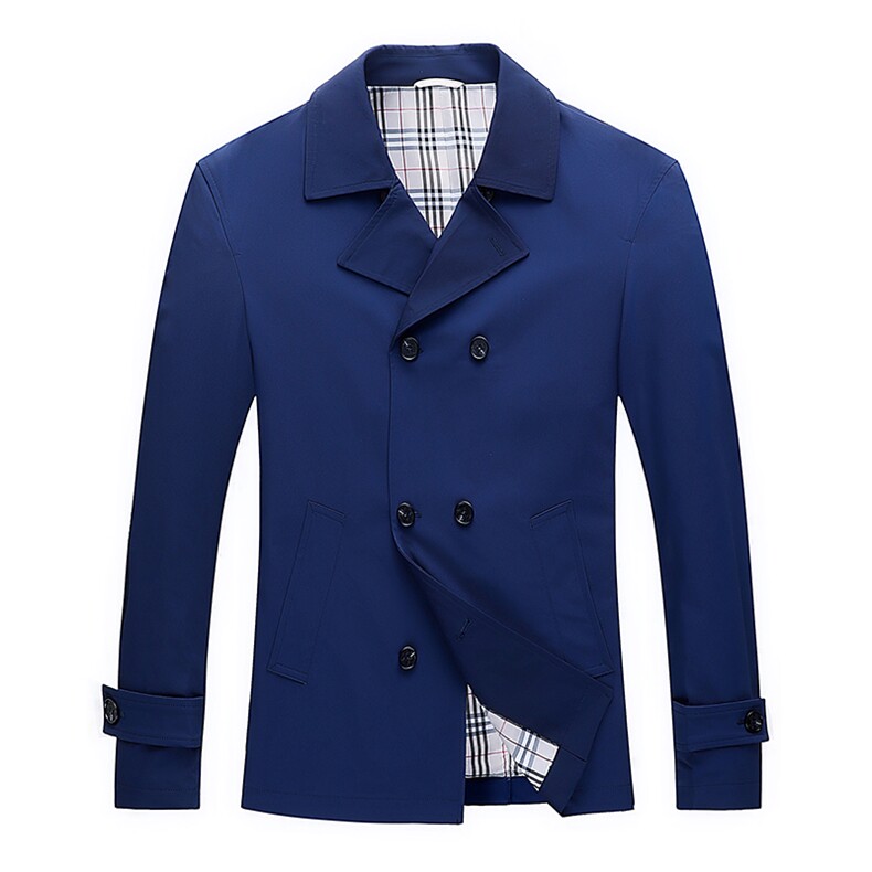 时尚百搭风衣男短款外套春秋款中青年男士休闲潮流双排扣高端上衣，男装风衣，电商B212（原钱塘6029）