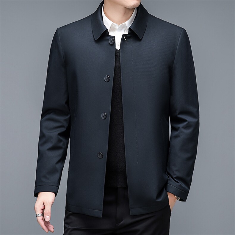 冬季新款翻领纯色羽绒服中青年男士休闲白鸭绒厚款保暖男装外套,男装羽绒服,电商B212（原钱塘6029）