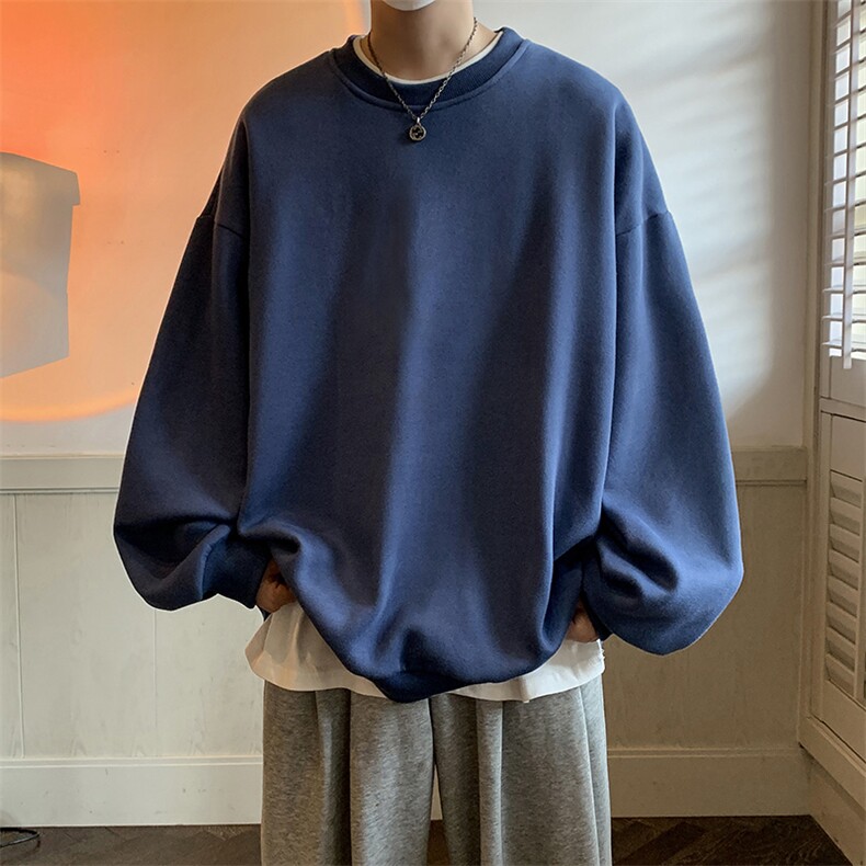 圆领卫衣男大码加厚加绒长袖t恤男S6099-P28加绒款-P33,男装卫衣,电商A040