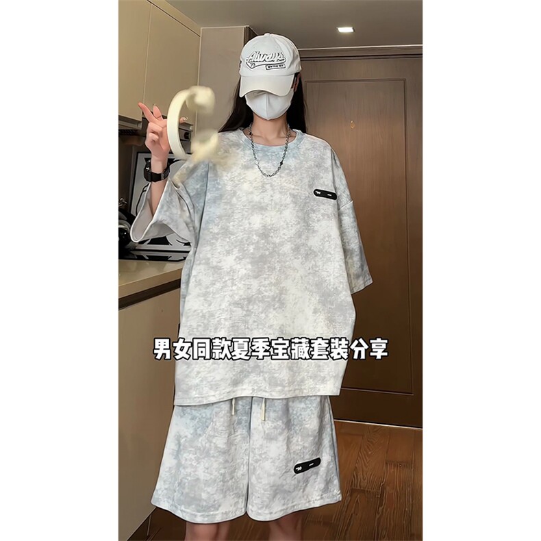 已做货TZ757-特批50控88高质感高克重套装圆领大码T恤短袖短裤,男装牛仔裤,电商A059