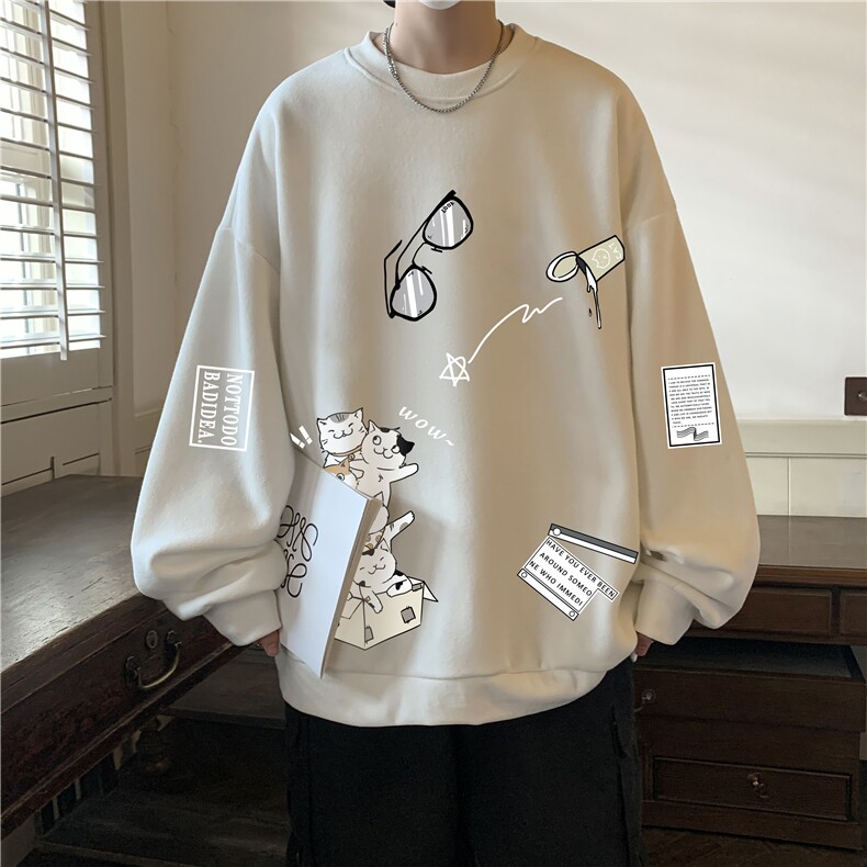 圆领卫衣男大码加厚加绒长袖t恤男S6115-P28加绒款-P33,男装卫衣,电商A040